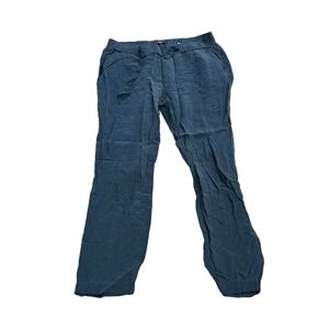 Laurel Cupro Tapered Trousers Womens Size 10 Blue Excellent Elastic Waist Tie